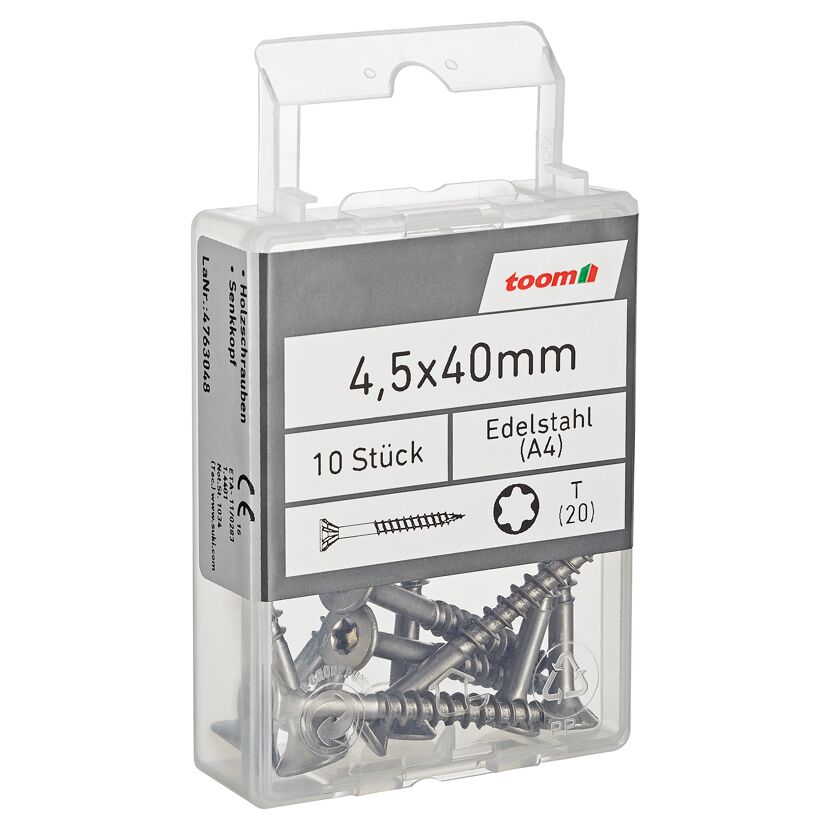 Holzschrauben T20 Torx Edelstahl 4,5 x 40 mm 10 Stück