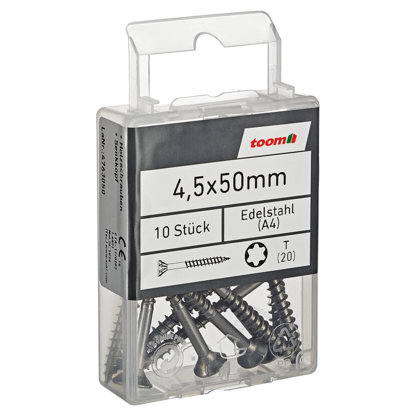 Holzschrauben T20 Torx Edelstahl 4,5 x 50 mm 10 Stück