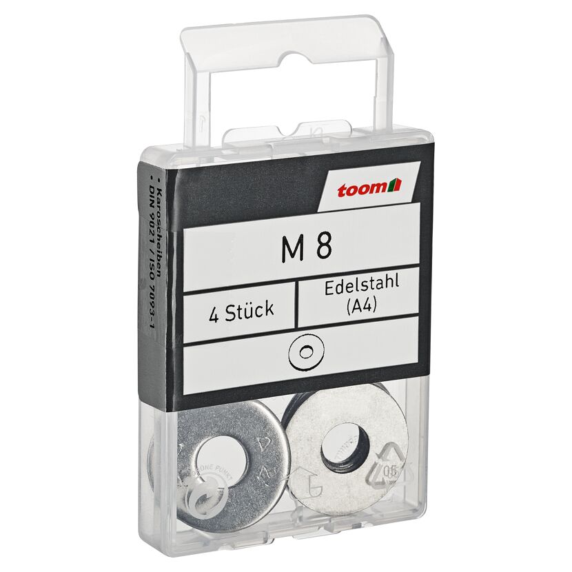 Karoscheiben Edelstahl A4 M8 8,4 mm 4 Stück