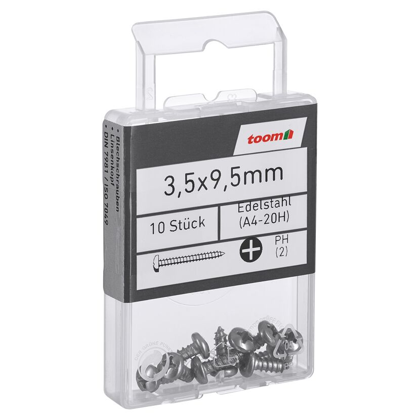 Blechschrauben PH2 Kreuzschlitz Edelstahl 3,5 x 9,5 mm 10 Stück