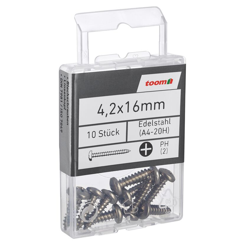 Blechschrauben PH2 Kreuzschlitz Edelstahl 4,2 x 16 mm 10 Stück