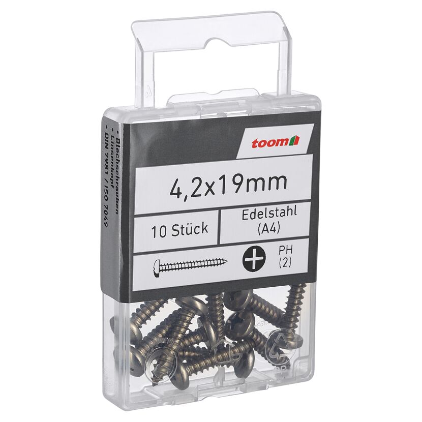 Blechschrauben PH2 Kreuzschlitz Edelstahl 4,2 x 19 mm 10 Stück