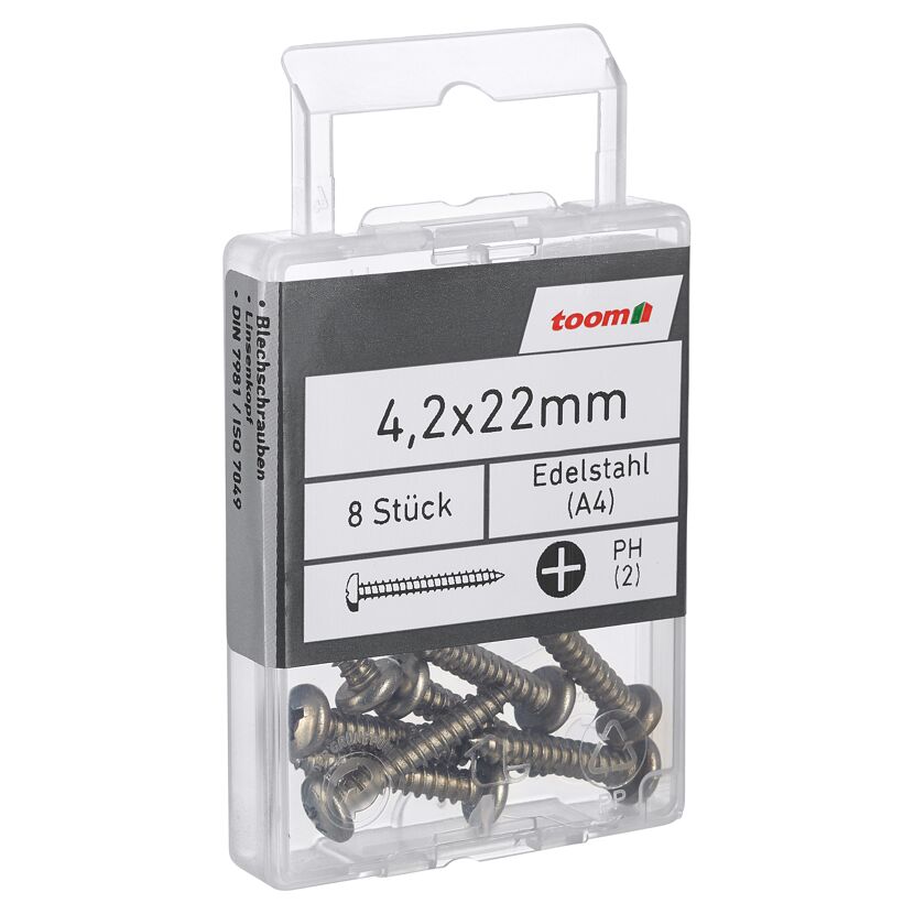 Blechschrauben PH2 Kreuzschlitz Edelstahl 4,2 x 22 mm 8 Stück