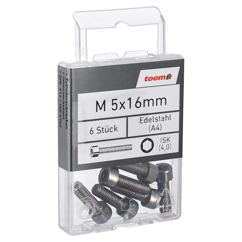 Zylinderschrauben ISK 4,0 Edelstahl M5 x 16 mm 6 Stück