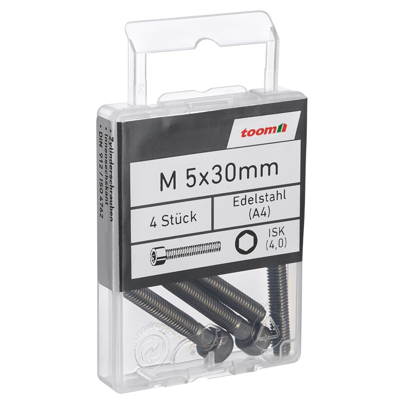 Zylinderschrauben ISK 4,0 Edelstahl M5 x 30 mm 4 Stück