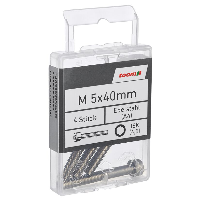 Zylinderschrauben ISK 4,0 Edelstahl M5 x 40 mm 4 Stück