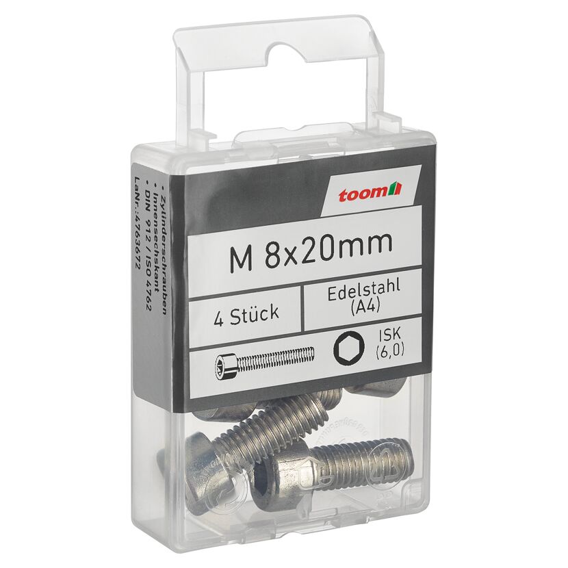 Zylinderschrauben ISK 6,0 Edelstahl M8 x 20 mm 4 Stück