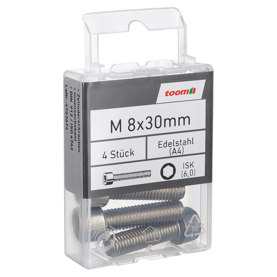Zylinderschrauben ISK 6,0 Edelstahl M8 x 30 mm 4 Stück