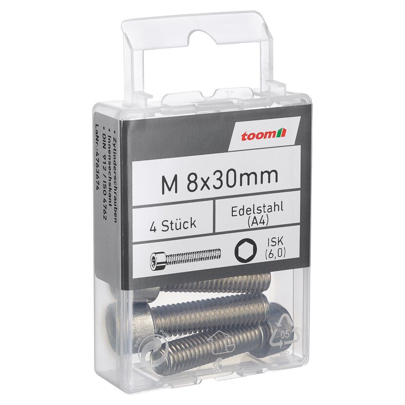 Zylinderschrauben ISK 6,0 Edelstahl M8 x 30 mm 4 Stück