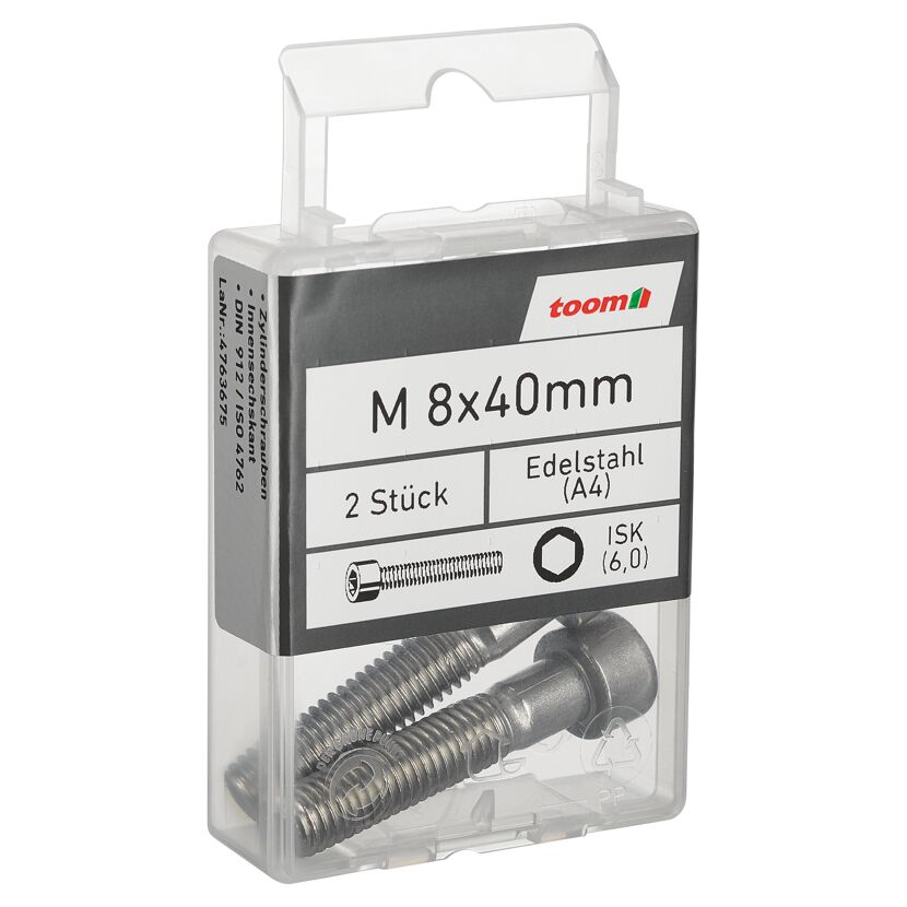 Zylinderschrauben ISK 6,0 Edelstahl M8 x 40 mm 2 Stück