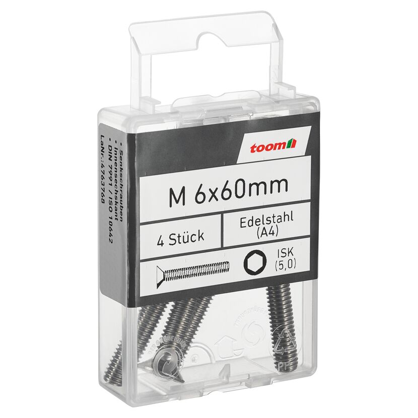 Senkkopfschrauben ISK Edelstahl M6 x 60 mm 4 Stück