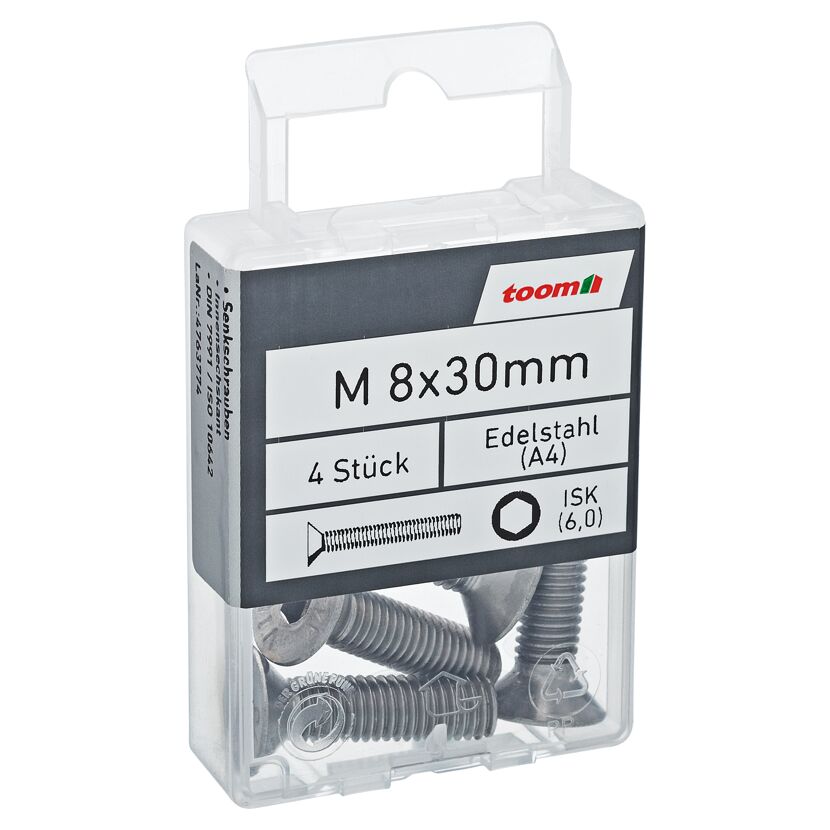 Senkkopfschrauben Innensechskant Edelstahl M8 x 30 mm 4 Stück