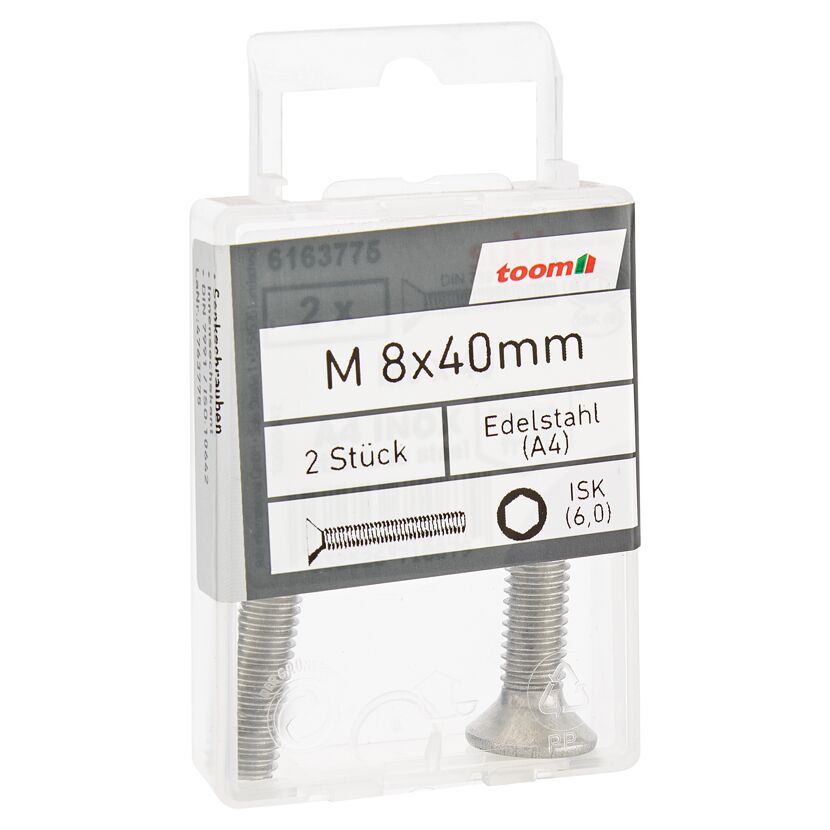 Senkschrauben ISK6,0 Edelstahl M8 x 40 mm 2 Stück