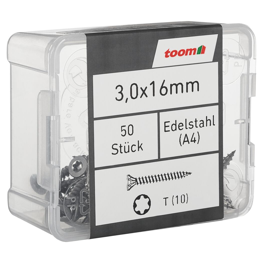 Holzschrauben T10 Torx Edelstahl 3,0 x 16 mm 50 Stück