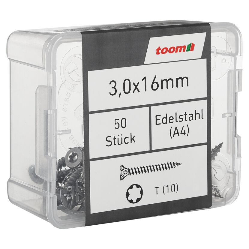 Holzschrauben T10 Torx Edelstahl 3,0 x 16 mm 50 Stück