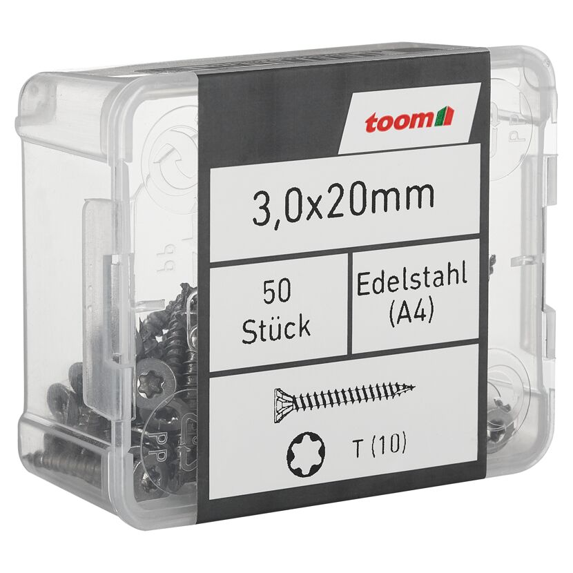 Holzschrauben T10 Torx Edelstahl 3,0 x 20 mm 50 Stück