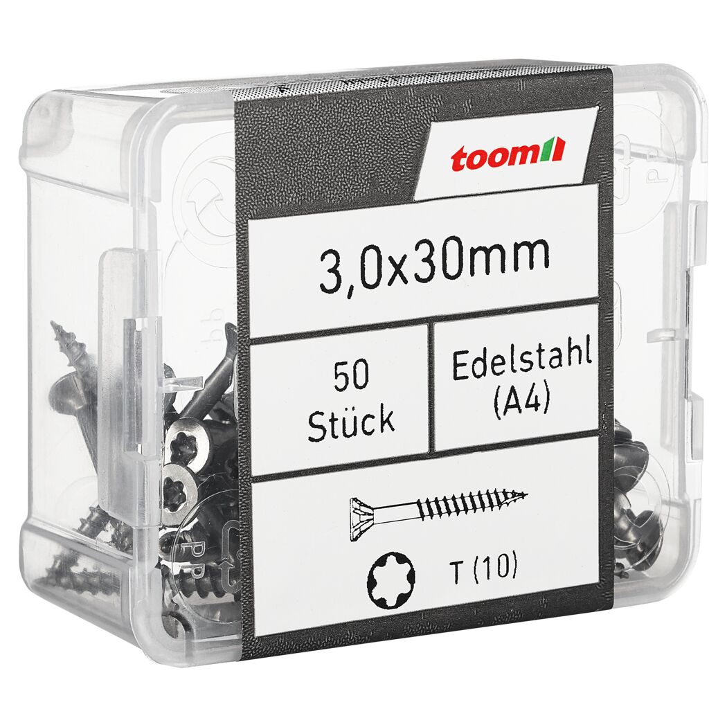 Holzschrauben T10 Torx Edelstahl 3,0 x 30 mm 50 Stück