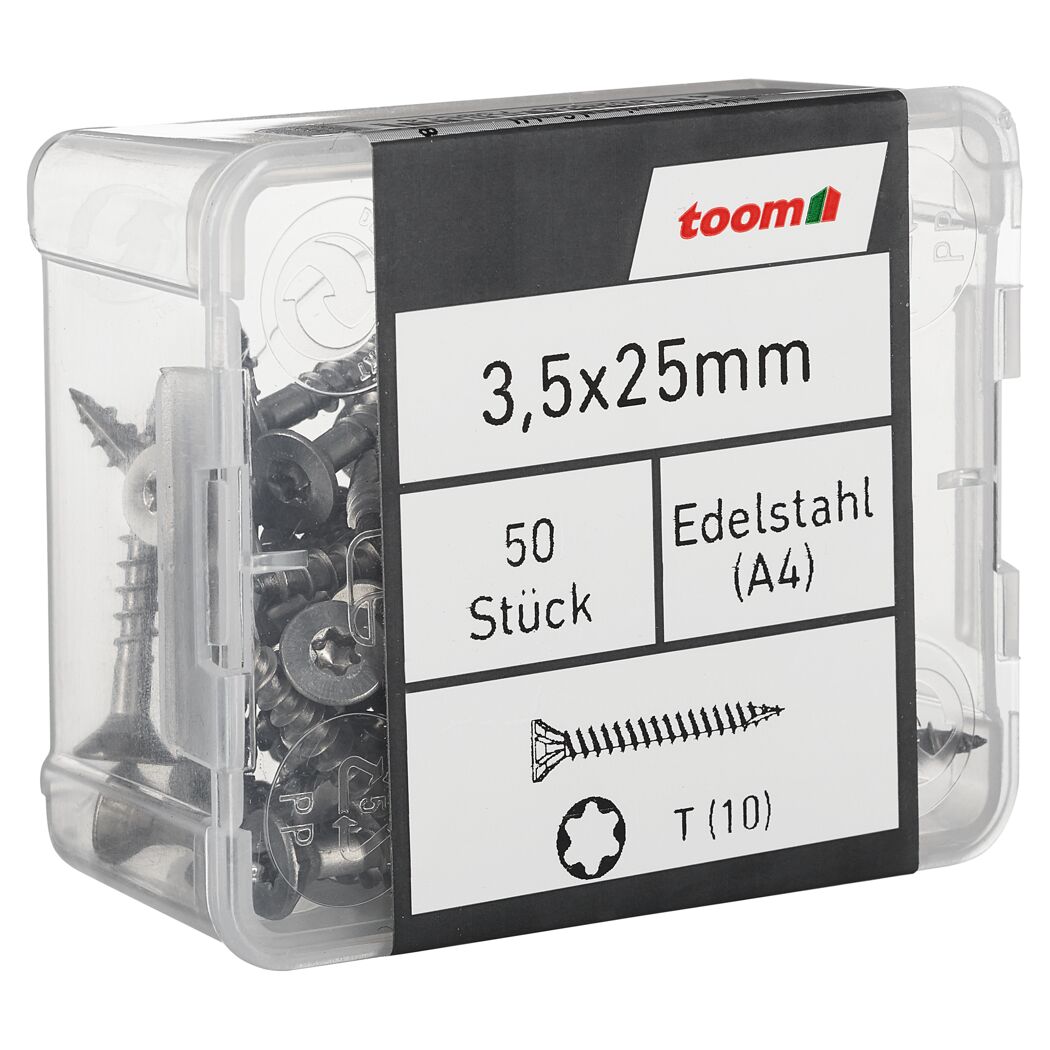 Holzschrauben T10 Torx Edelstahl 3,5 x 25 mm 50 Stück