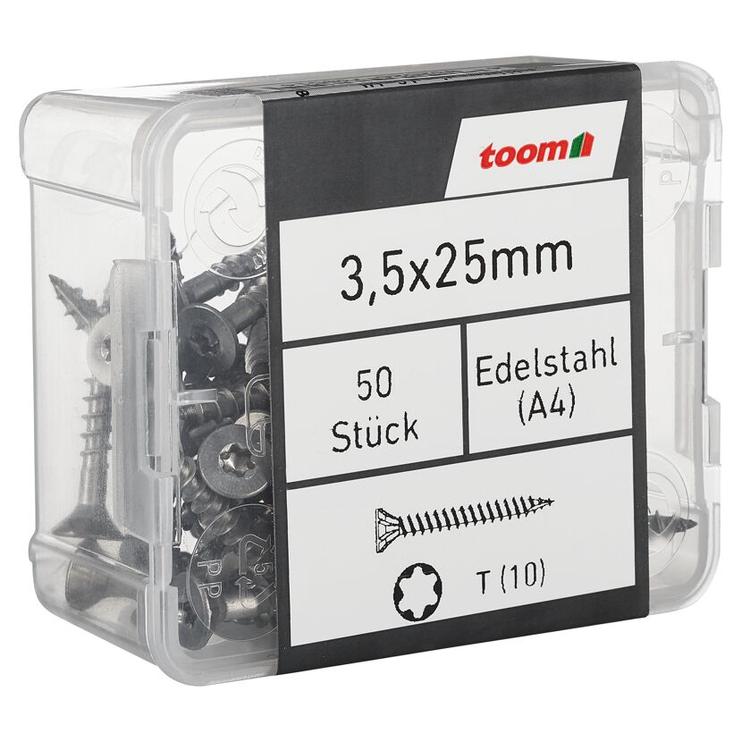 Holzschrauben T10 Torx Edelstahl 3,5 x 25 mm 50 Stück