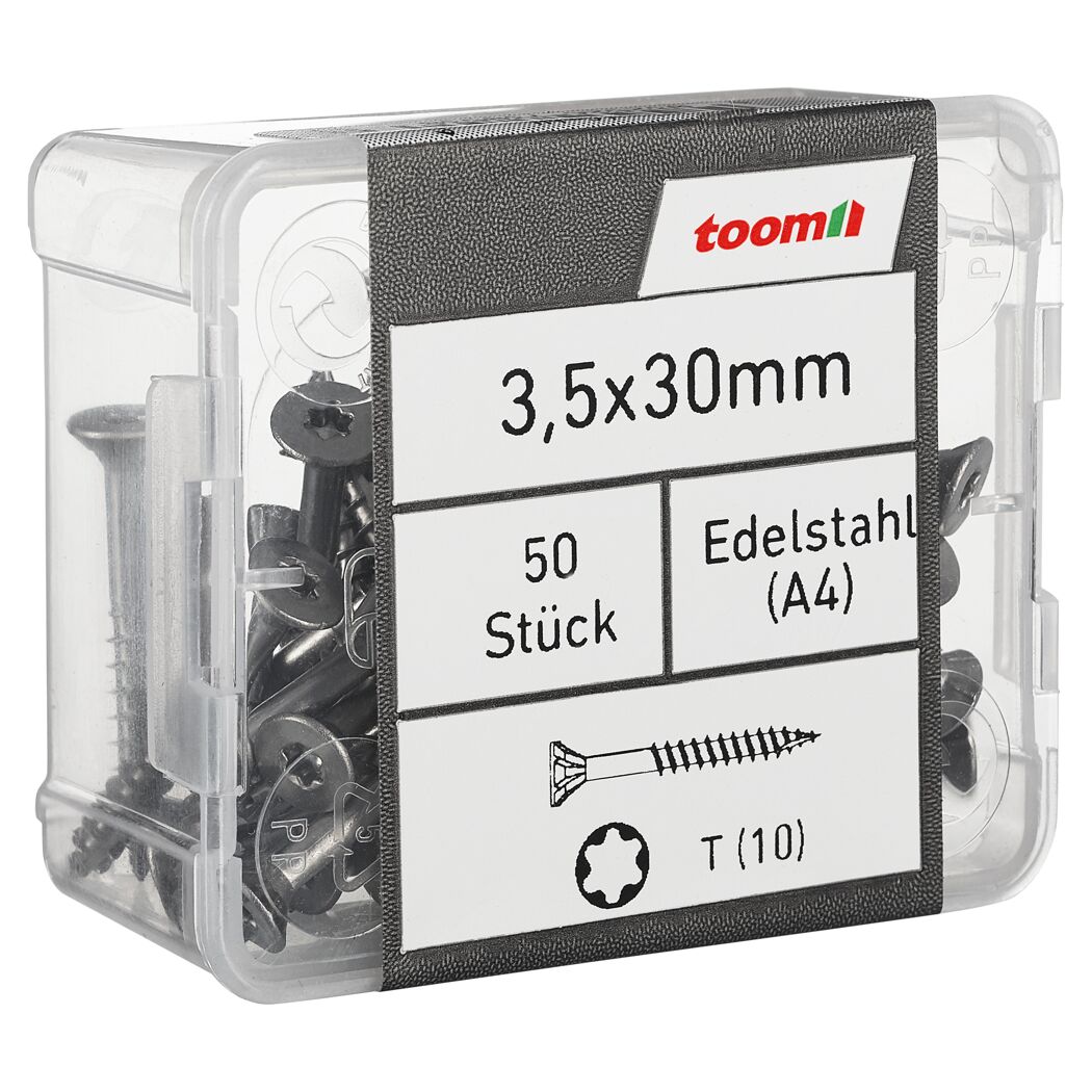 Holzschrauben T10 Torx Edelstahl 3,5 x 30 mm 50 Stück