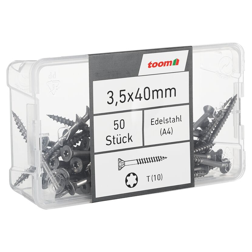 Holzschrauben T10 Torx Edelstahl 3,5 x 40 mm 50 Stück
