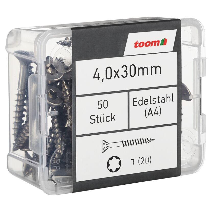 Holzschrauben T20 Torx Edelstahl 4,0 x 30 mm 50 Stück