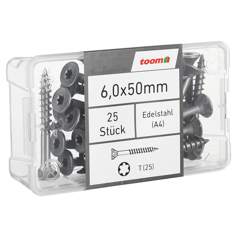 Holzschrauben T25 Torx Edelstahl 6,0 x 50 mm 25 Stück
