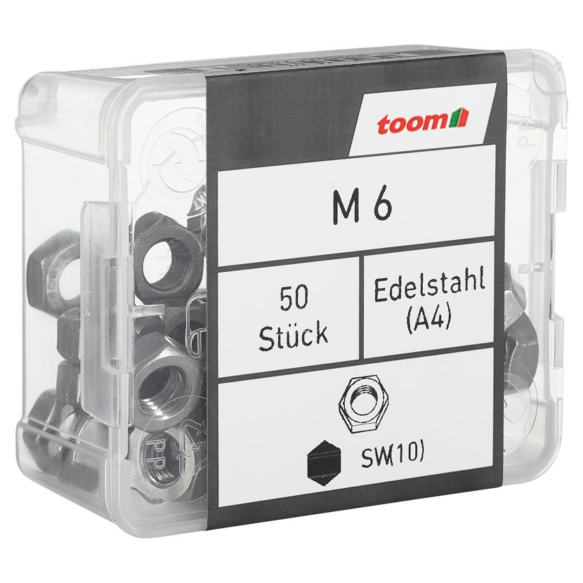 Sechskantmuttern M6 Edelstahl A4 50 Stück