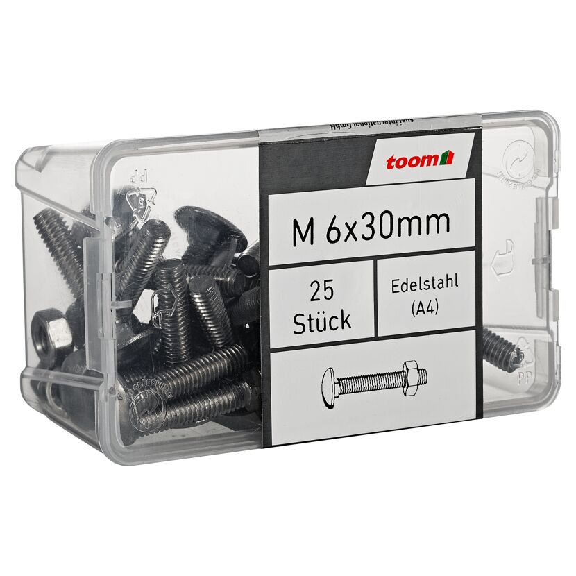 Schlossschrauben Edelstahl M6 x 30 mm 25 Stück