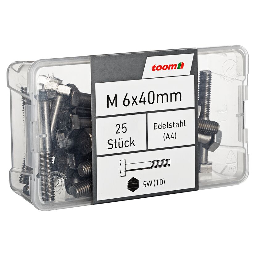 Sechkantschrauben SW10 Edelstahl M6 x 40 mm 25 Stück