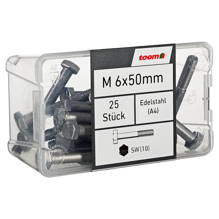 Sechskantschrauben SW10 Edelstahl M6 x 50 mm 25 Stück