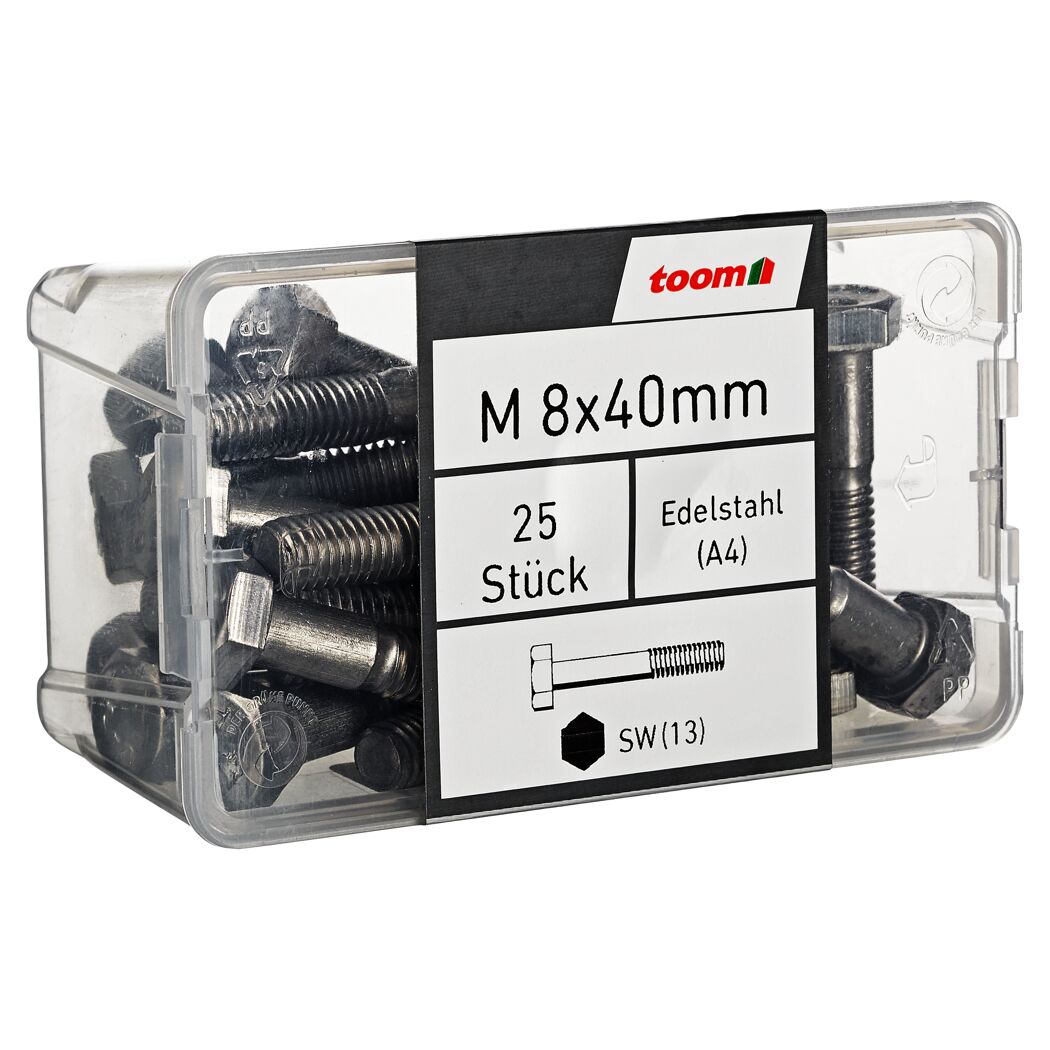 Sechskantschrauben SW13 Edelstahl M8 x 40 mm 25 Stück