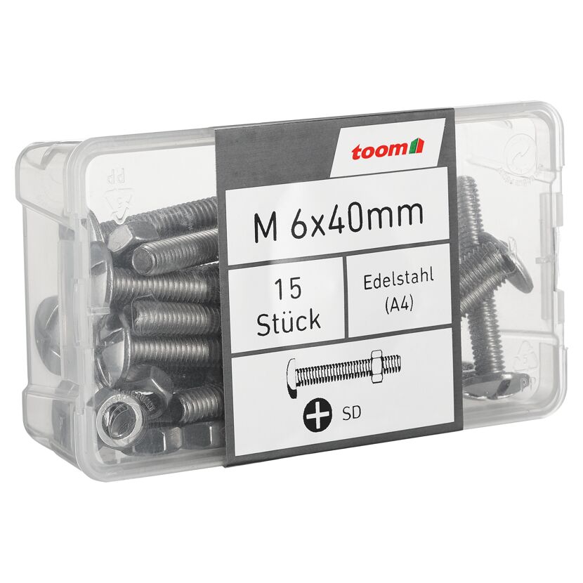 Flachrundschrauben SD Kreuzschlitz Edelstahl M6 x 40 mm 15 Stück