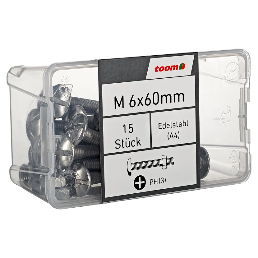 Flachrundschrauben PH3 Edelstahl M6 x 60 mm 15 Stück