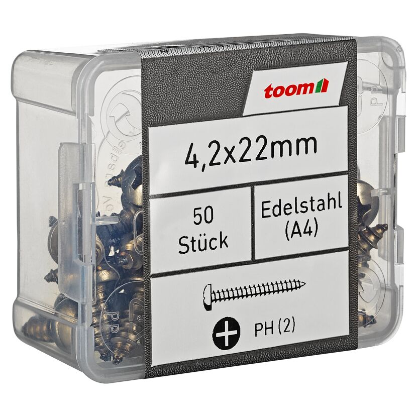 Blechschrauben PH2 Kreuzschlitz Edelstahl 4,2 x 22 mm 50 Stück