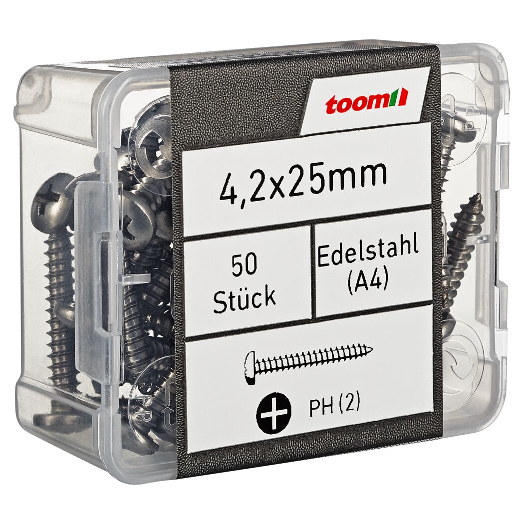 Blechschrauben PH2 Kreuzschlitz Edelstahl 4,2 x 25 mm 50 Stück