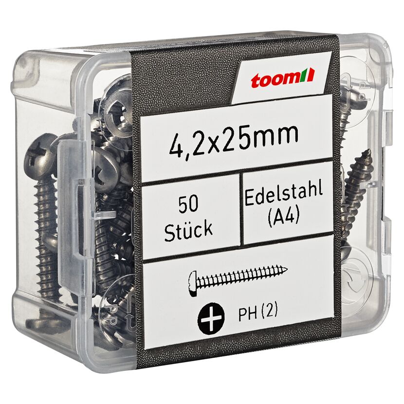 Blechschrauben PH2 Kreuzschlitz Edelstahl 4,2 x 25 mm 50 Stück