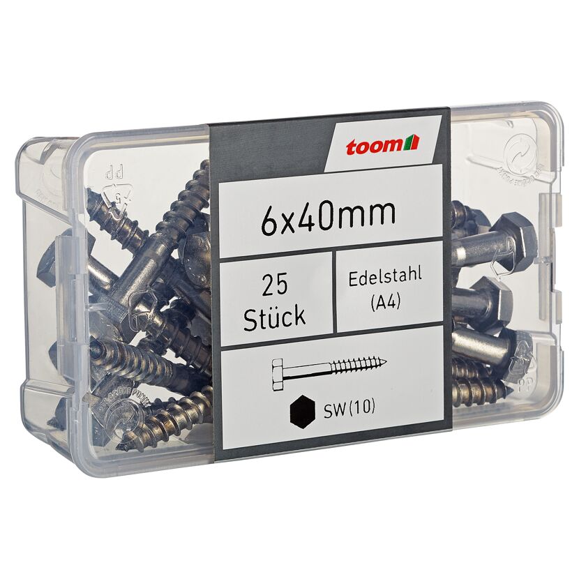 Schlüsselschrauben SW10 Edelstahl 6 x 40 mm 25 Stück