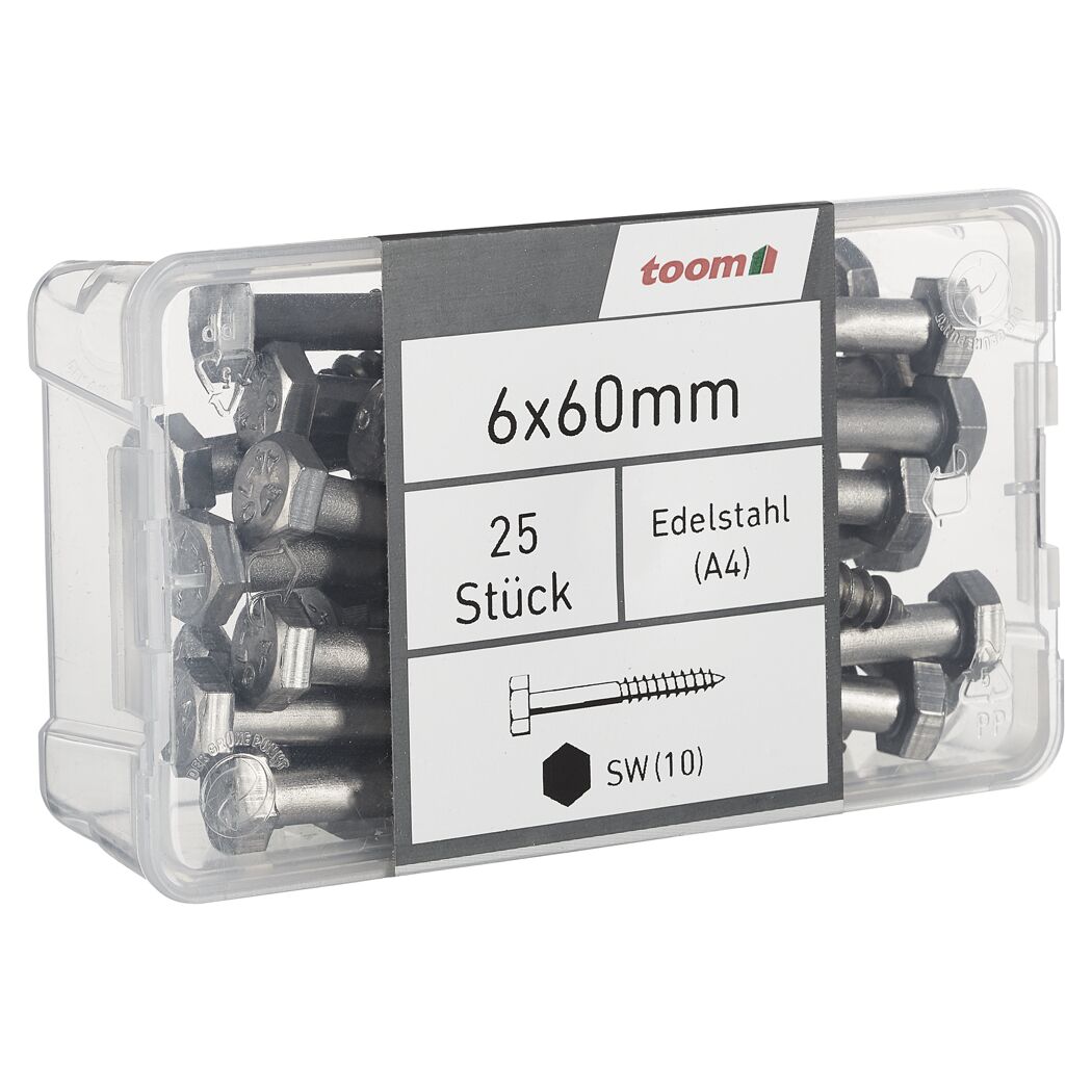 Schlüsselschrauben SW10 Edelstahl 6 x 60 mm 25 Stück
