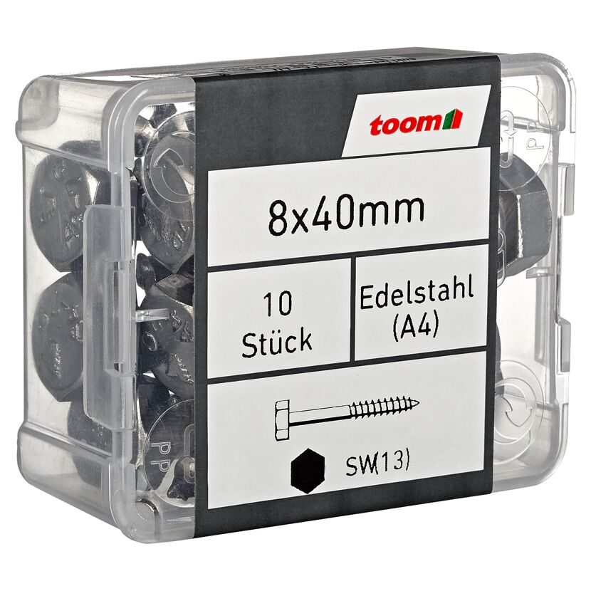 Schlüsselschrauben SW13 Edelstahl 8,0 x 40 mm 10 Stück