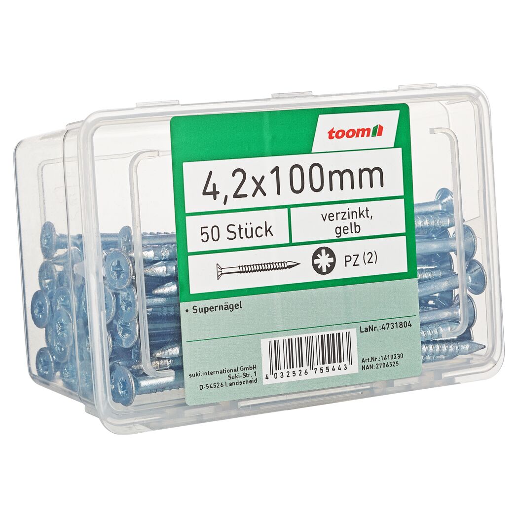 Supernägel Senkkopf PZ2 Stahl verzinkt 4,2 x 100 mm 50 Stück