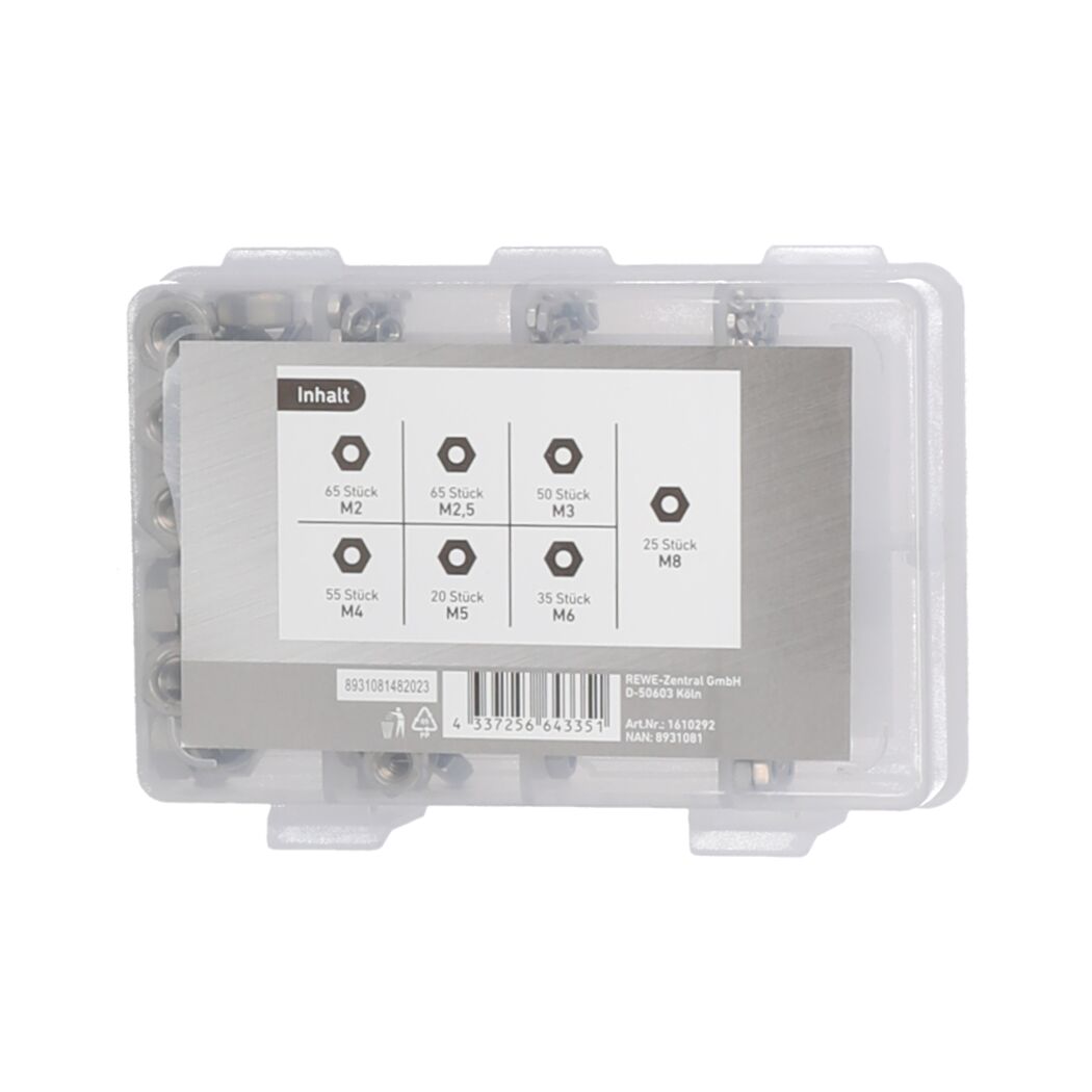 Sortiment Muttern M2-M8 Edelstahl A2 315-teilig