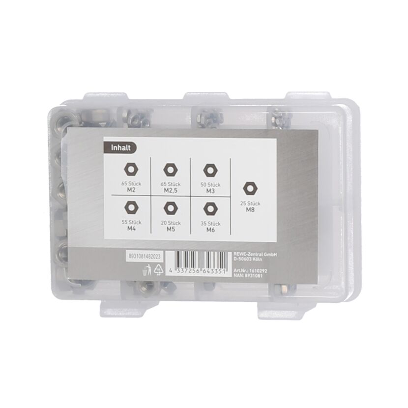 Sortiment Muttern M2-M8 Edelstahl A2 315-teilig