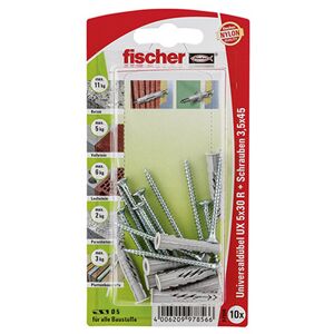 fischer Universaldübel UX 5 x 30 R S mit Rand und Schraube 10 Stück