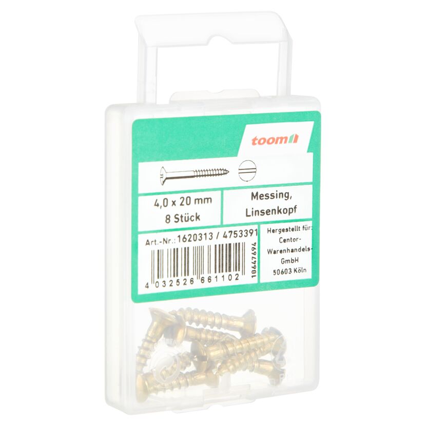 Holzschrauben 4,0 x 20 mm messing DIN 95 8 Stück