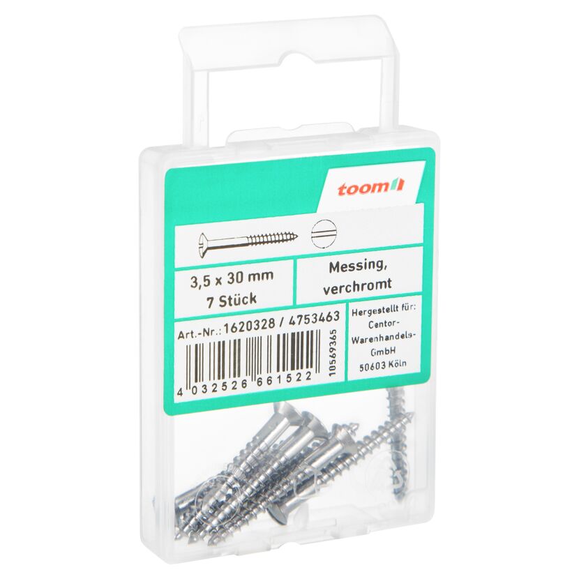 Holzschrauben Ø 3,5 x 30 mm messing verchromt DIN 95 7 Stück