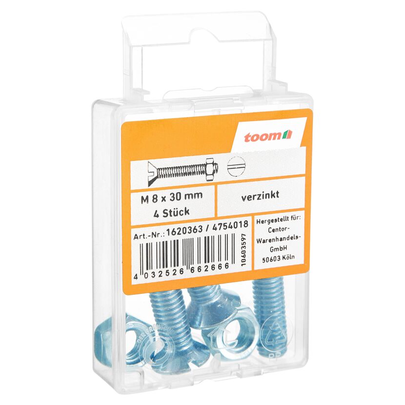 Senkschrauben M8 x 30 mm DIN 963 4 Stück