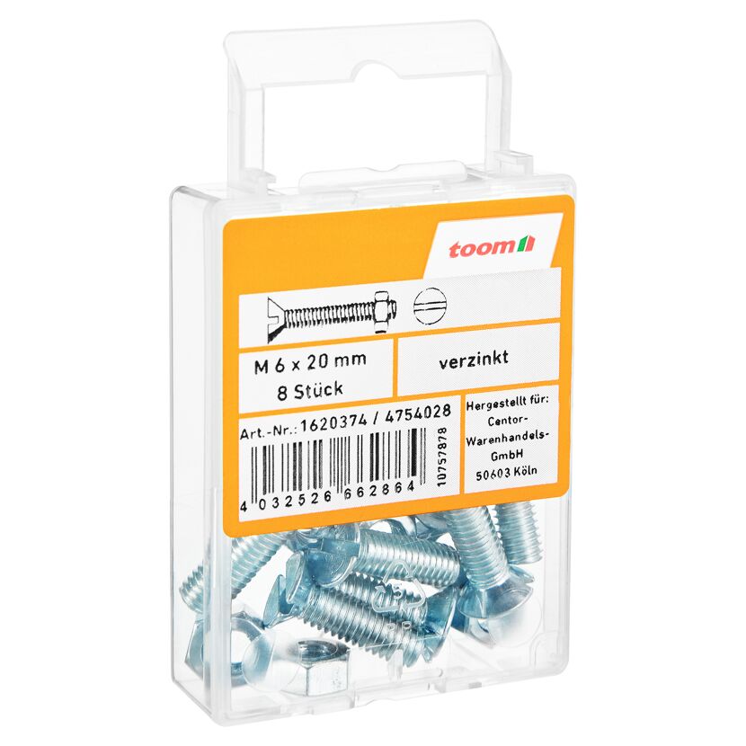 Senkkopfschraube M 6 x 20 mm verzinkt DIN 963 8 Stück