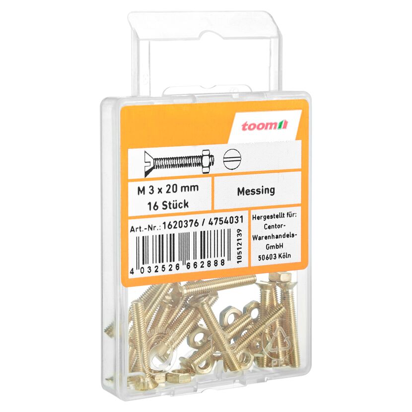 Senkkopfschrauben M 3 x 20 mm DIN 963 16 Stück