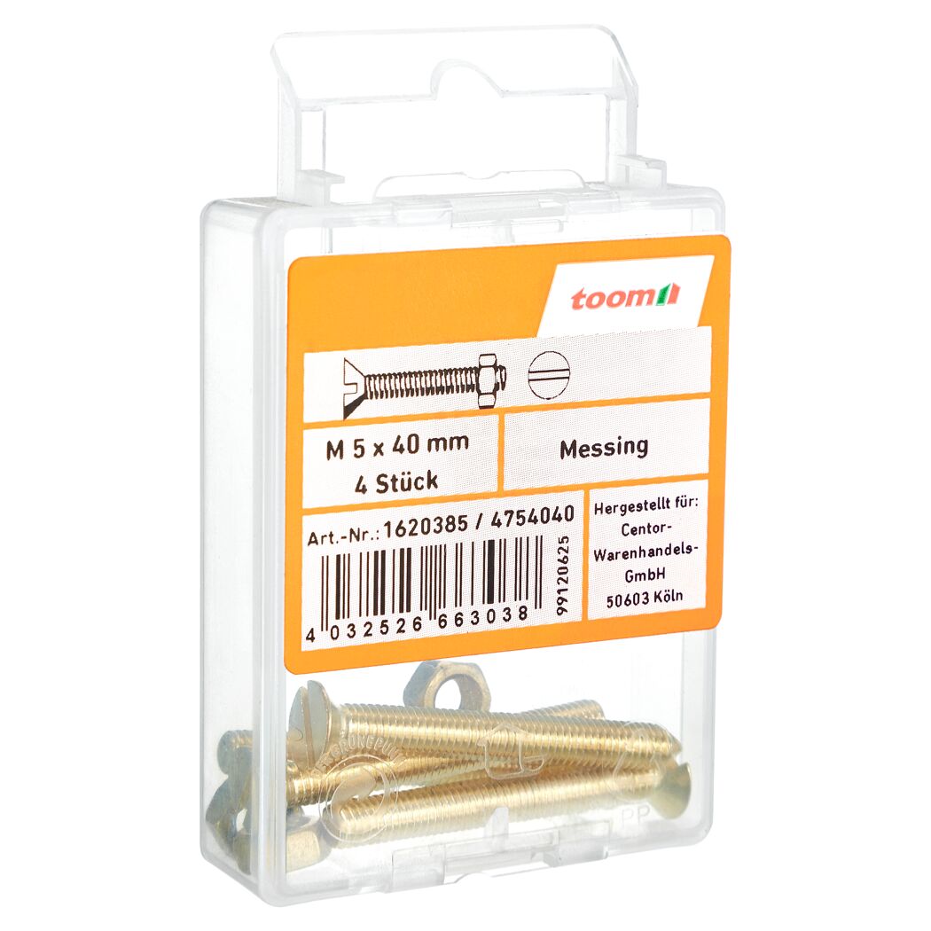 Senkschrauben M5 x 40 mm messing DIN 963 4 Stück